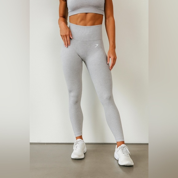 Gymshark Vital Seamless Leggings High Waisted Light Gray Marl Size Small Sporty - Picture 1 of 9